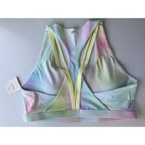 Fabletics w New Sz Xl Sport Bra Kessler Med Impact Blur Lemon Creme Pilates Gym
